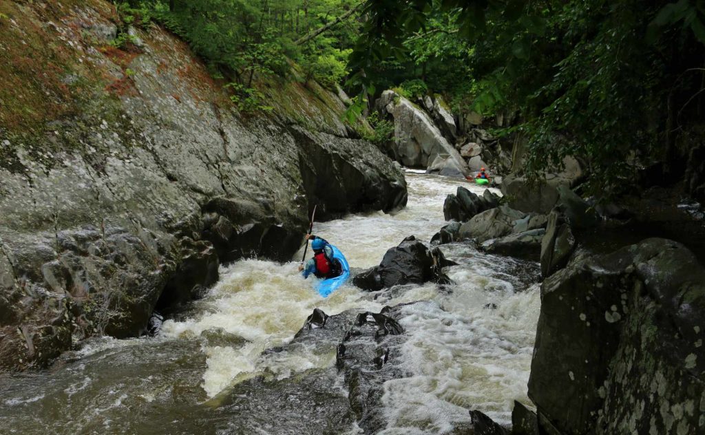 Jordan Vickers runs Wall of Jericho on Browns River Jericho Vermont Whitewater Kayaking