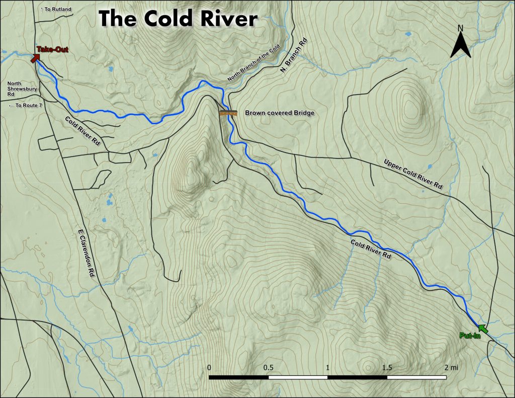 Map of the rapids and features of the Cold River Vermont Whitewater Kayaking